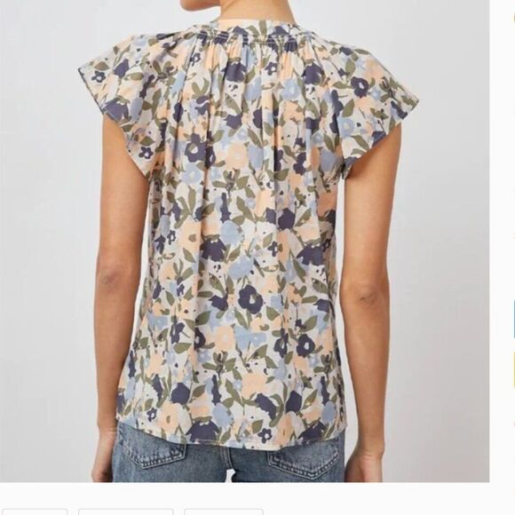 RAILS Alena Mod Floral V-Neck Button Down Short Sleeve Shirt Size Small - Picture 3 of 9